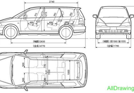 Honda Odyssey (Хонда Одиссей) - чертежи (рисунки) автомобиля